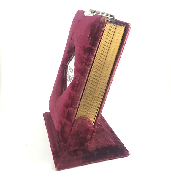 Antique Victorian Red Velvet Photo Album with Portrait Cabinet Cards with Names