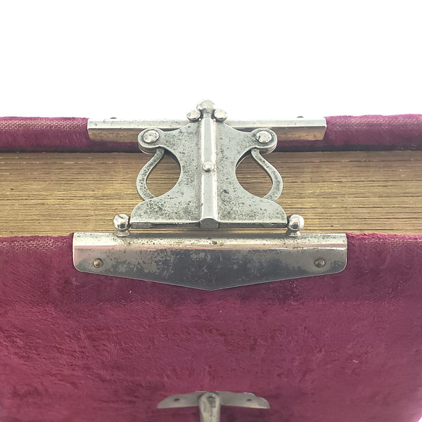 Antique Victorian Red Velvet Photo Album with Portrait Cabinet Cards with Names