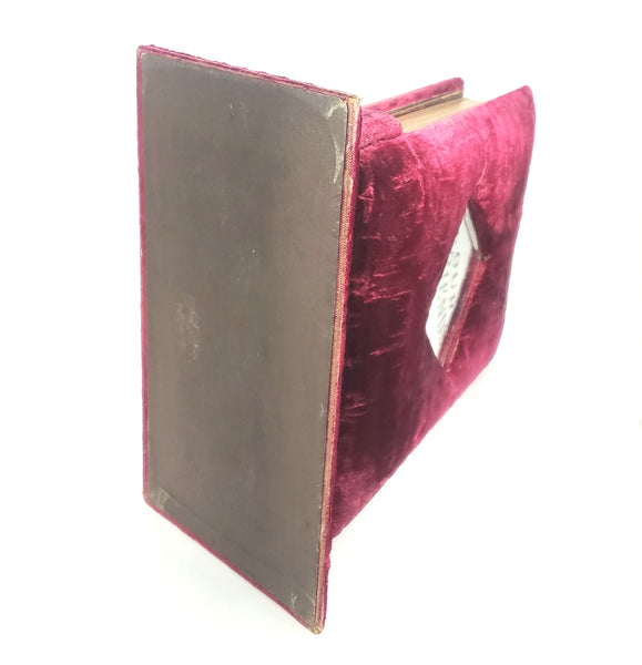 Antique Victorian Red Velvet Photo Album with Portrait Cabinet Cards with Names