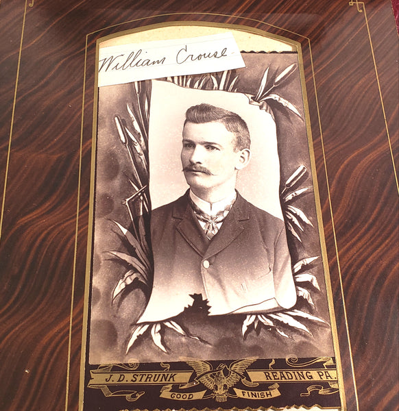 Antique Victorian Red Velvet Photo Album with Portrait Cabinet Cards with Names