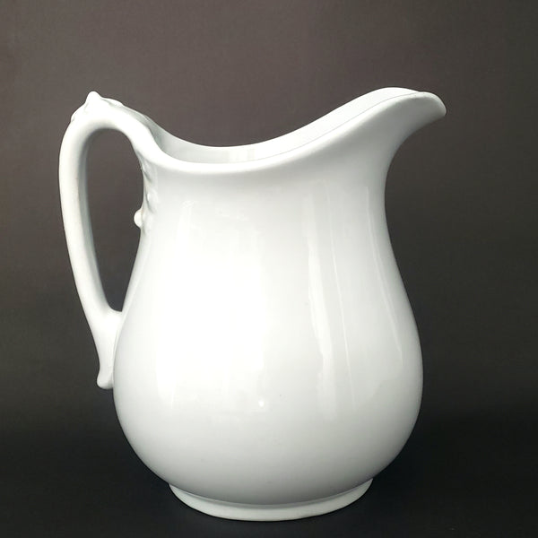 Antique White Ironstone Pitcher 8 Cups Johnson Bros Pankhurst Early Mark c. 1883