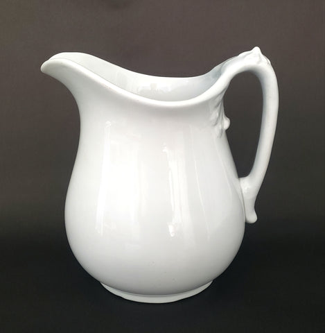 Antique White Ironstone Pitcher 8 Cups Johnson Bros Pankhurst Early Mark c. 1883