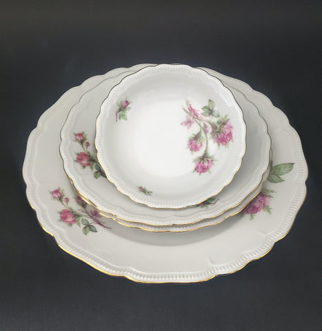 Vintage Porcelain China Collection "Moss Rose" by Jaeger & Co. Germany