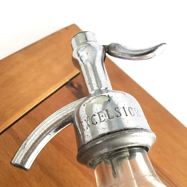 Antique Clear Siphon Seltzer Bottle EXCELSIOR BOTTLING WORKS Newark New Jersey