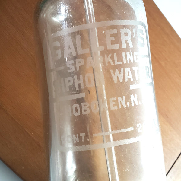 Antique Clear Siphon Seltzer Bottle EXCELSIOR BOTTLING WORKS Newark New Jersey