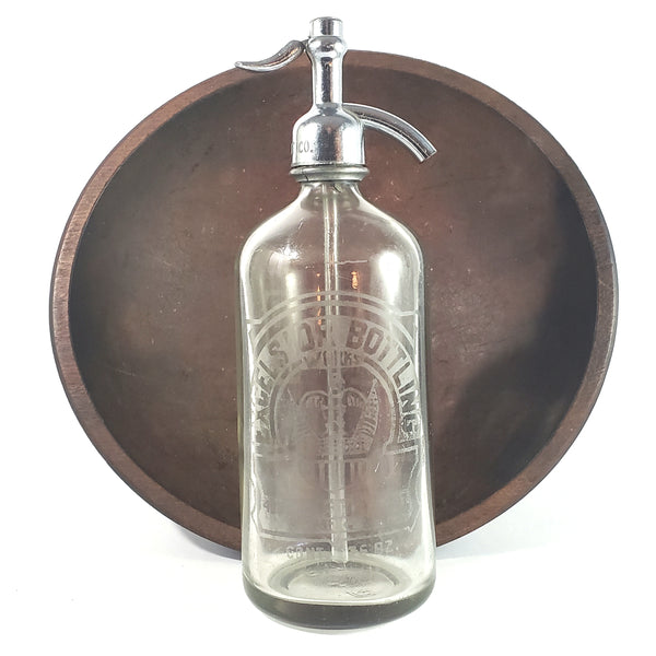 Antique Clear Siphon Seltzer Bottle EXCELSIOR BOTTLING WORKS Newark New Jersey