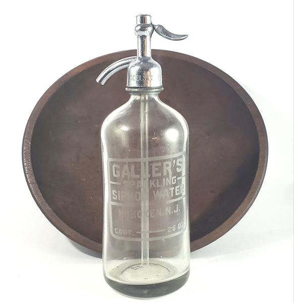 Antique Clear Siphon Seltzer Bottle EXCELSIOR BOTTLING WORKS Newark New Jersey