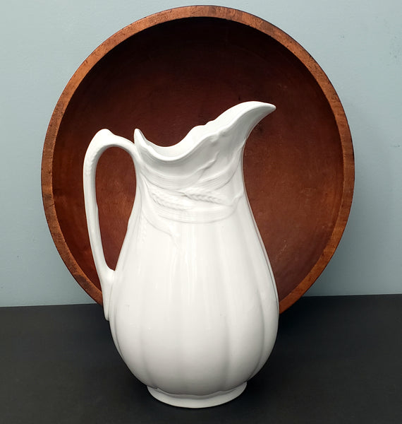 Antique White Ironstone Pitcher and Basin Wheat Pattern Turner, Goddard & Co. England
