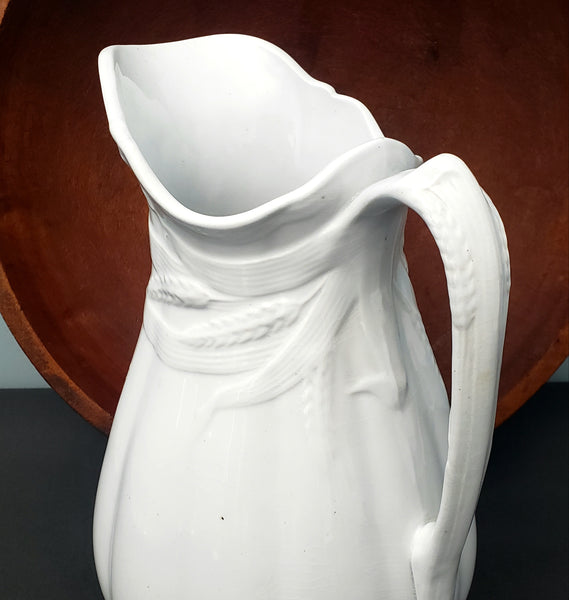Antique White Ironstone Pitcher and Basin Wheat Pattern Turner, Goddard & Co. England