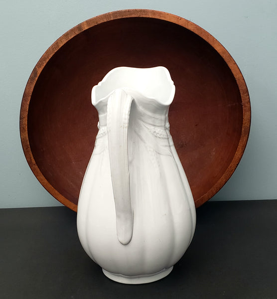 Antique White Ironstone Pitcher and Basin Wheat Pattern Turner, Goddard & Co. England