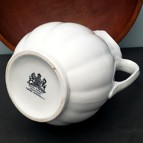 Antique White Ironstone Pitcher and Basin Wheat Pattern Turner, Goddard & Co. England