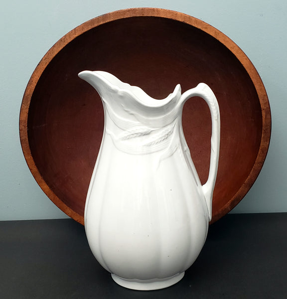 Antique White Ironstone Pitcher and Basin Wheat Pattern Turner, Goddard & Co. England