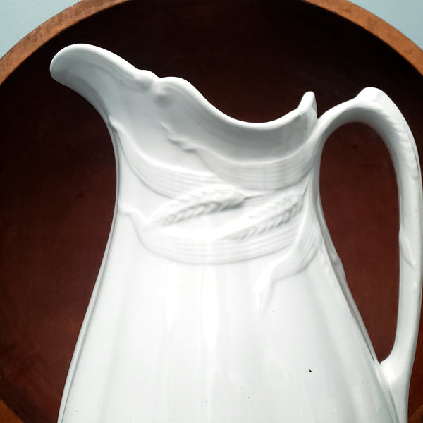 Antique White Ironstone Pitcher and Basin Wheat Pattern Turner, Goddard & Co. England