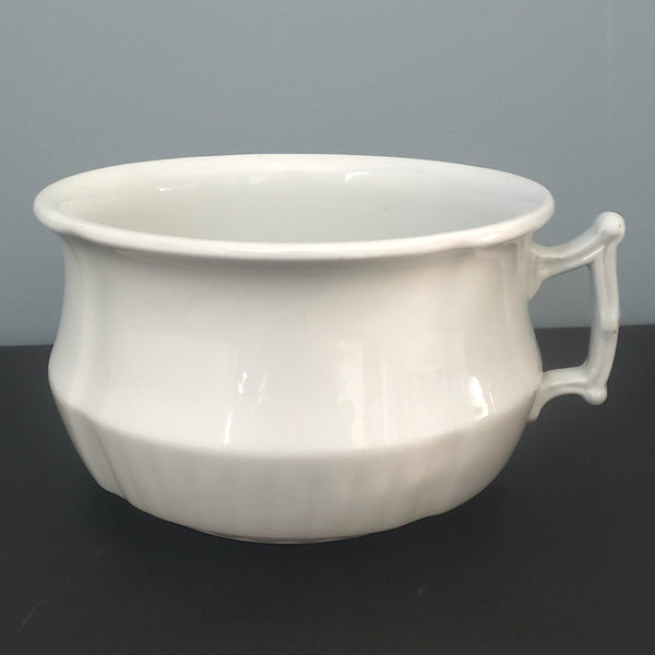 Antique White Ironstone Chamber Pot with Lid Johnson Brothers England Early 1900s