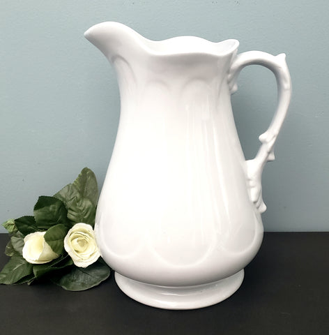 Antique White Ironstone Pitcher - Ewer 12" Dale Hall Burslem England