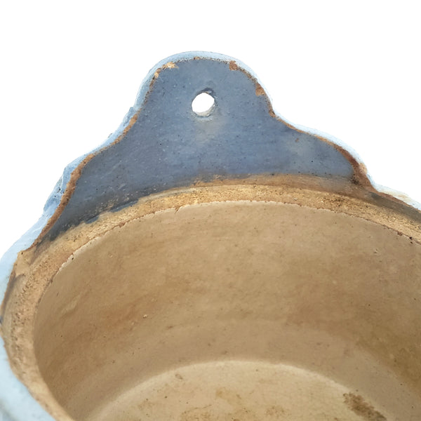 Antique Blue and White Glazed Stoneware Salt Crock Butterfly with Lid