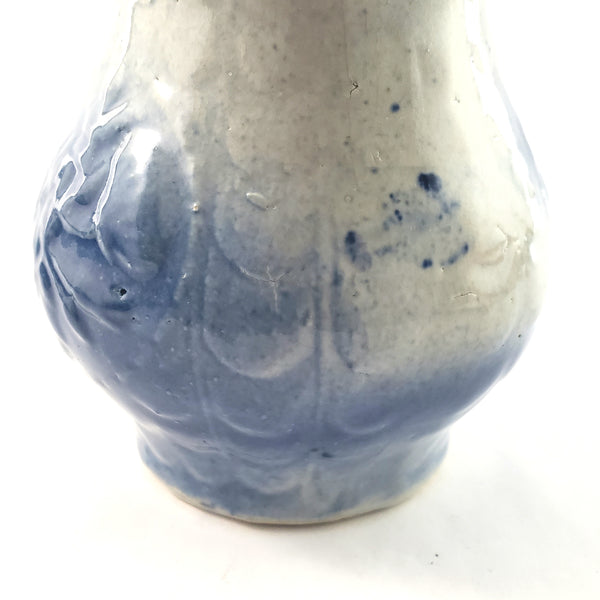 Antique Blue and White Salt Glazed Stoneware Pitcher - Ewer 7"