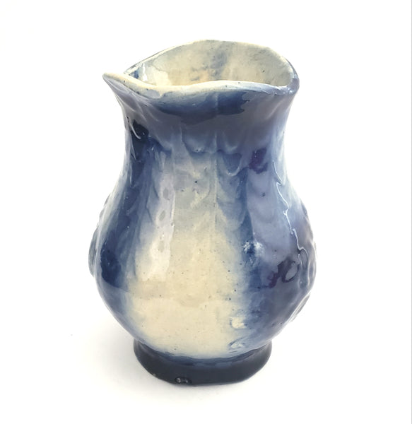 Antique Cobalt Blue Salt Glaze Stoneware Pitcher 1 Quart