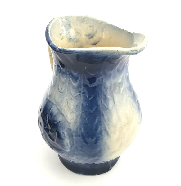 Antique Cobalt Blue Salt Glaze Stoneware Pitcher 1 Quart