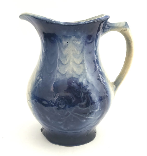 Antique Cobalt Blue Salt Glaze Stoneware Pitcher 1 Quart