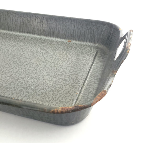 Antique Gray Graniteware Enamelware Serving Pan Centerpiece Tray 18 1/2" Long
