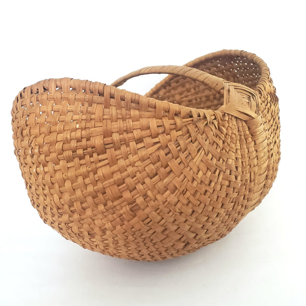 Vintage Large Gathering Splint Basket 19" Melon Shape God's Eye Design
