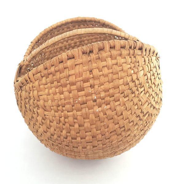 Vintage Large Gathering Splint Basket 19" Melon Shape God's Eye Design