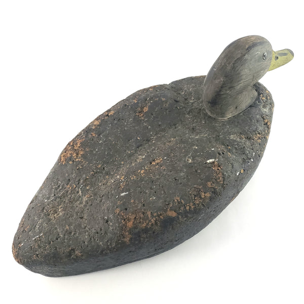 Large Vintage Cork and Wood Decoy Duck 19" Long Glass Eyes Signed