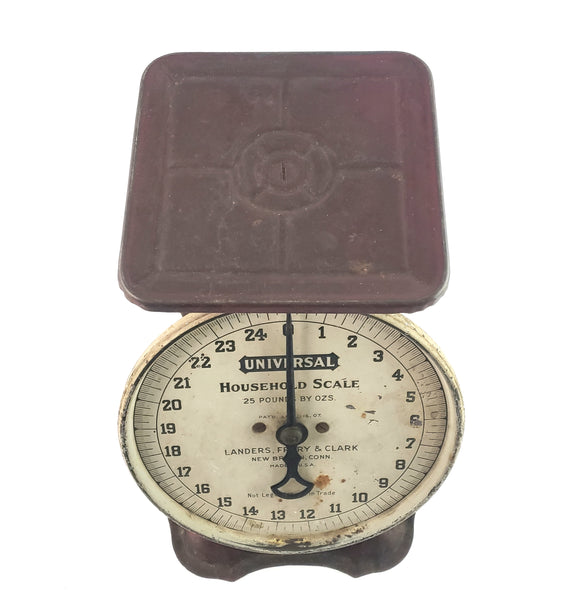 Antique Kitchen Scale in Rustic Red Paint by Landers, Frary & Clark circa 1907