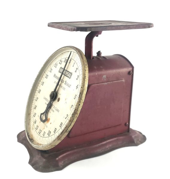 Antique Kitchen Scale in Rustic Red Paint by Landers, Frary & Clark circa 1907
