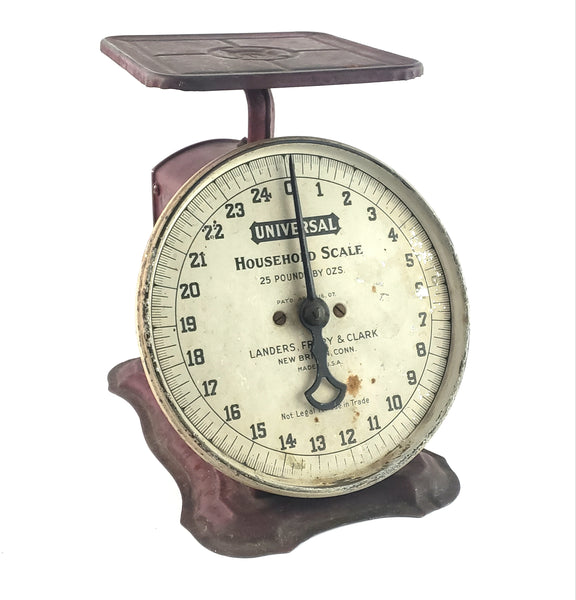 Antique Kitchen Scale in Rustic Red Paint by Landers, Frary & Clark circa 1907