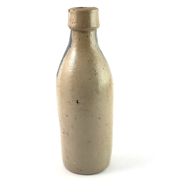 Antique Salt Glazed Stoneware Beer Bottle JA Lomax Chicago IL Cobalt Blue Wash Stroke