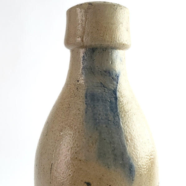 Antique Salt Glazed Stoneware Beer Bottle JA Lomax Chicago IL Cobalt Blue Wash Stroke