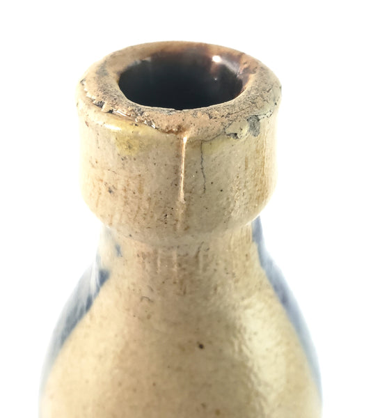 Antique Salt Glazed Stoneware Beer Bottle JA Lomax Chicago IL Cobalt Blue Wash Stroke