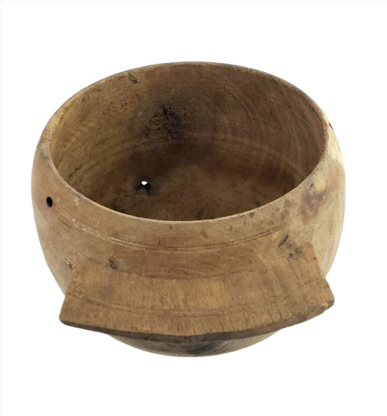 Primitive Wooden Turned Bowl with Side Handle
