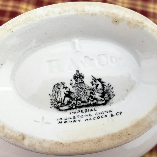 19th Century White Ironstone Gravy Sauce Tureen Ladle & Lid Henry Alcock Repair