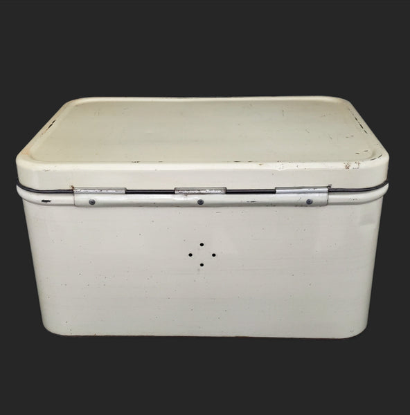 Vintage Decoware Metal Bread Box Fruit Pattern Mid Century