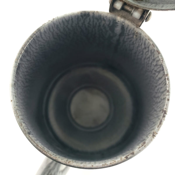 Antique Gray Graniteware Gooseneck Coffee Pot Hinged Lid