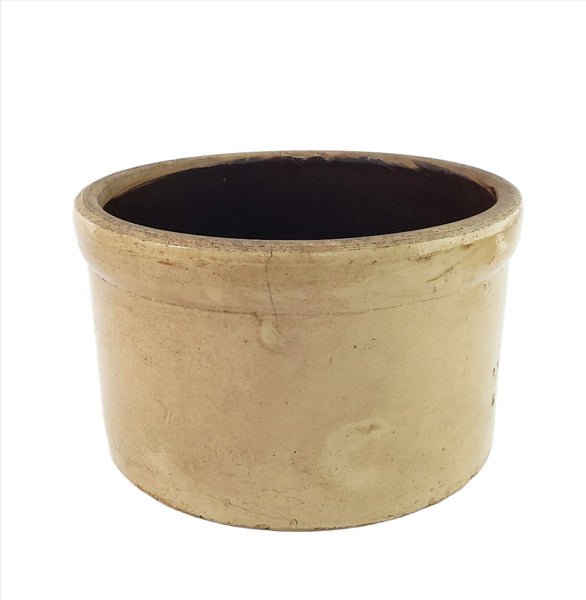 Old Country Primitive Glazed Stoneware Crock 2 Quart