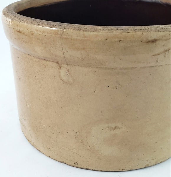 Old Country Primitive Glazed Stoneware Crock 2 Quart