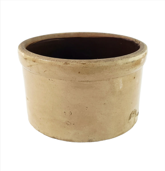 Old Country Primitive Glazed Stoneware Crock 2 Quart