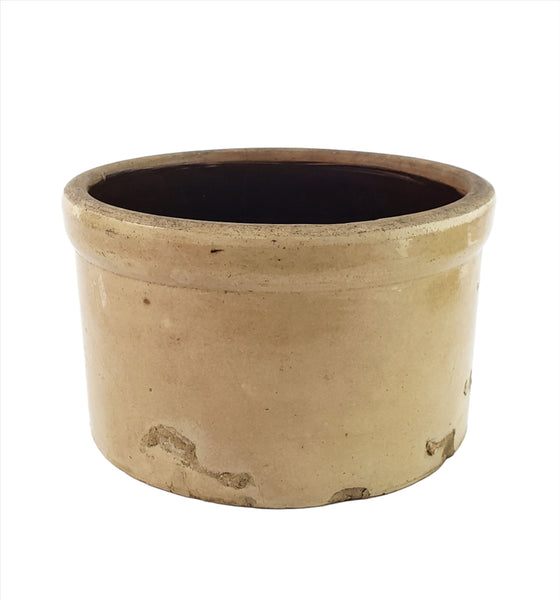 Old Country Primitive Glazed Stoneware Crock 2 Quart