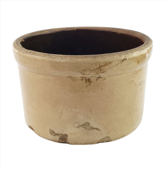 Old Country Primitive Glazed Stoneware Crock 2 Quart