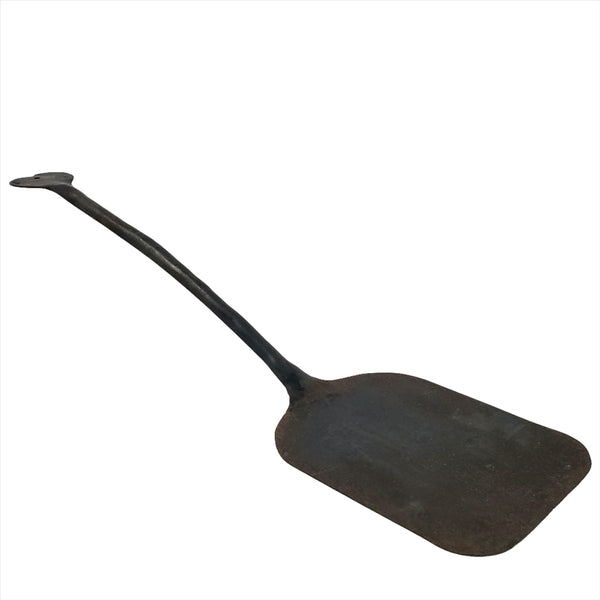 Large Antique Hand Forged Wrought Iron Spatula with Oversized Blade