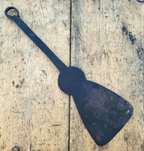 Antique Hand Forged Wrought Iron Spatula Key Hole Blade Rat Tail Handle