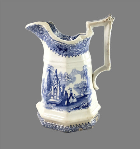 Antique Blue Transferware Creamer "Columbia" by W Adams & Sons England