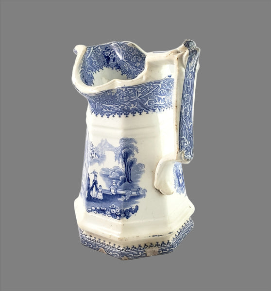 Antique Blue Transferware Creamer "Columbia" by W Adams & Sons England