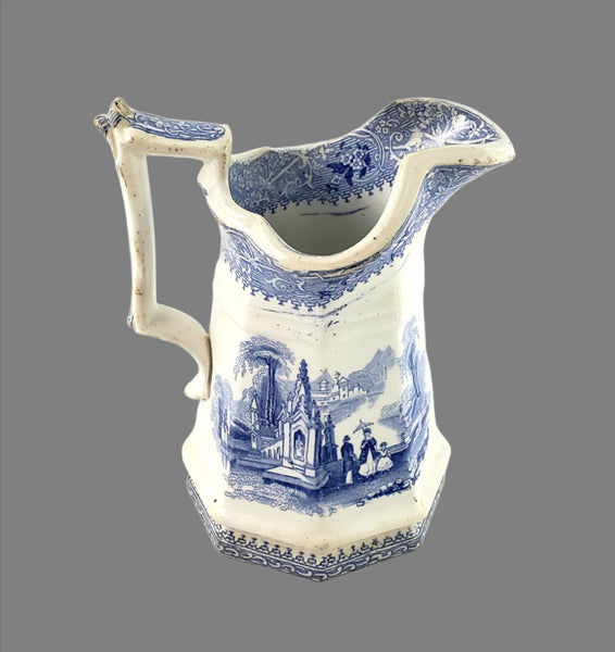 Antique Blue Transferware Creamer "Columbia" by W Adams & Sons England