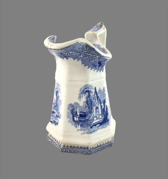 Antique Blue Transferware Creamer "Columbia" by W Adams & Sons England