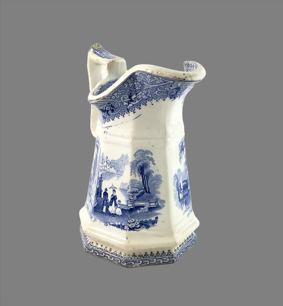 Antique Blue Transferware Creamer "Columbia" by W Adams & Sons England